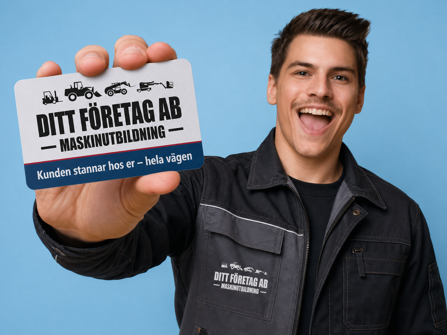 Exempel på certifikatkort med kundens logotyp